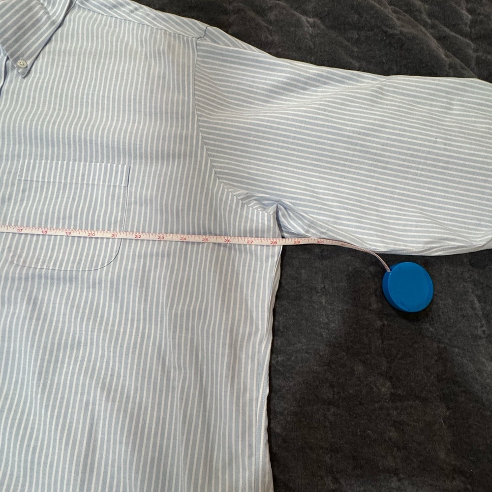 Brooks Brothers Men's Blue and White Striped Dress Shirt - Picture 8 of 9